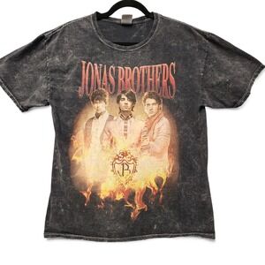 Jonas Brothers Shirt Mens L‎ (Fits as Medium) Colortone Burning Up Remember This